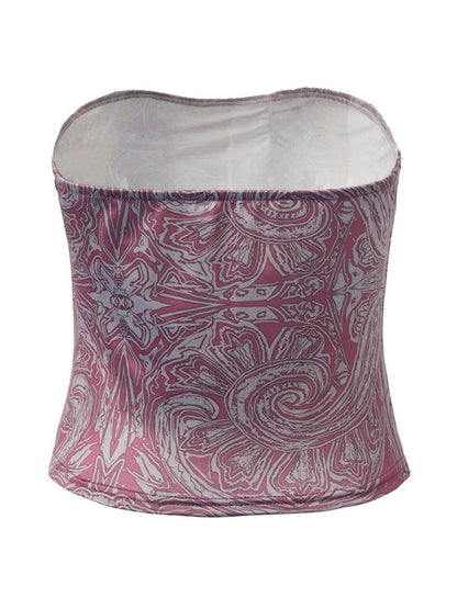 Bandeau Crop Top with Random Print