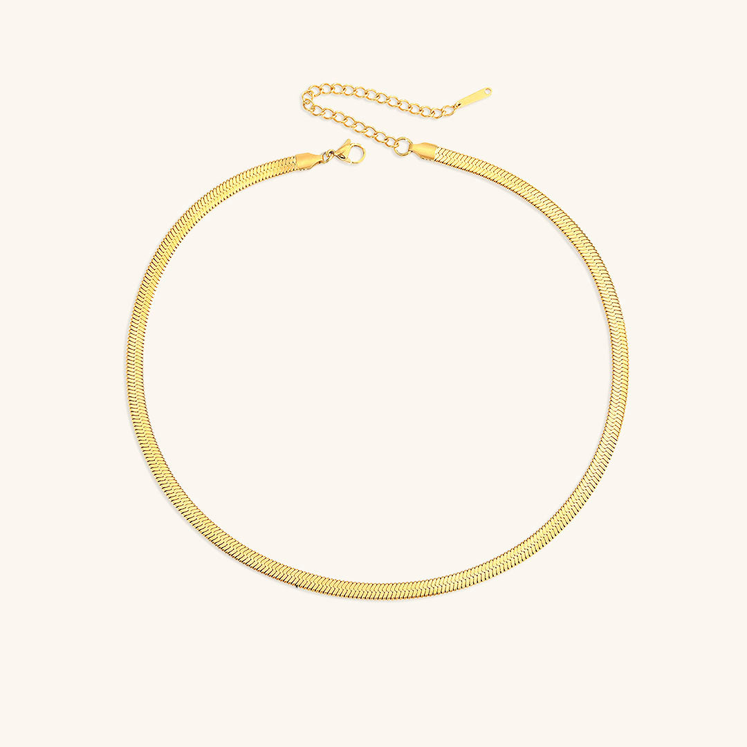 Sleek Grace - Gold Herringbone Necklace