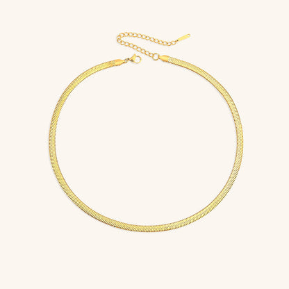 Sleek Grace - Gold Herringbone Necklace