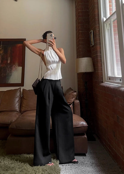 Lauren | Backless Pleated Top