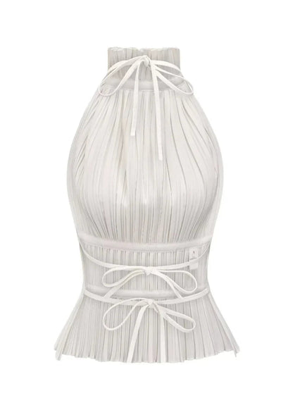 Lauren | Backless Pleated Top