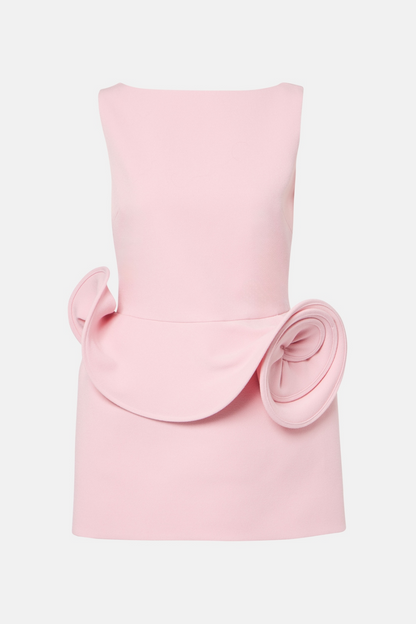 Eadwiella Floral Appliqué Backless Mini Dress