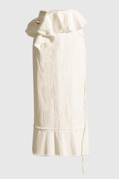 Mauder Frayed Ruffle Maxi Skirt