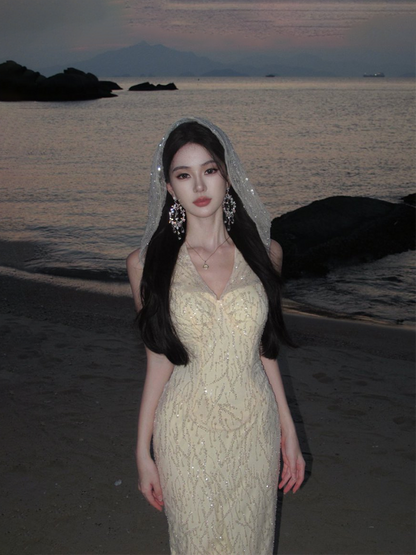 Edgy Desert Aesthetic Sequin Dress Unique Birthday & Beach Outfit