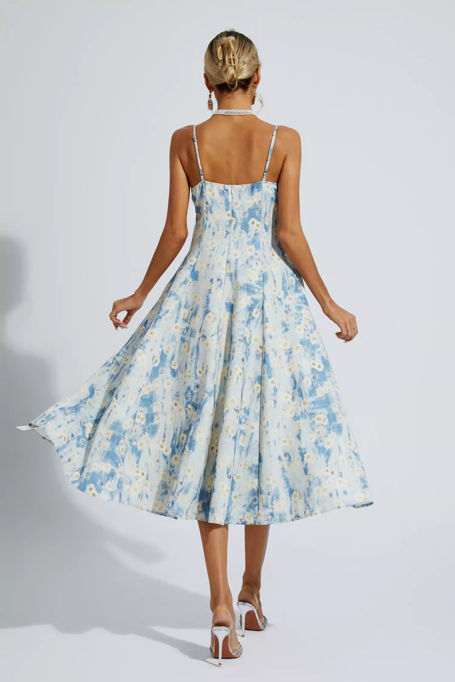 Edith Blue Floral Slip Maxi Dress