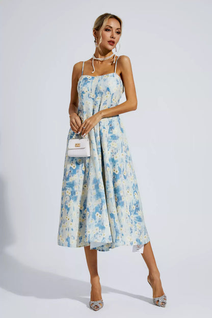Edith Blue Floral Slip Maxi Dress