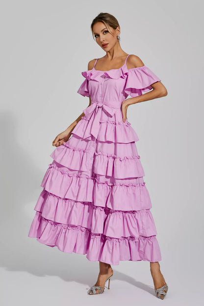 Eleanora Purple Tiered Slip Dress