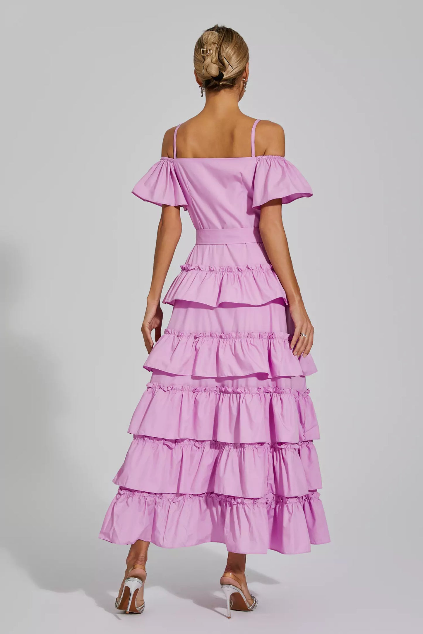 Eleanora Purple Tiered Slip Dress