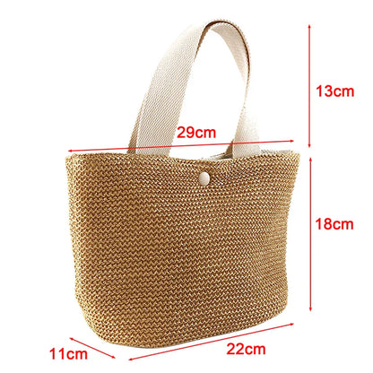 Elegant Straw Woven Beach Casual Top-Handle Shoulder Handbag