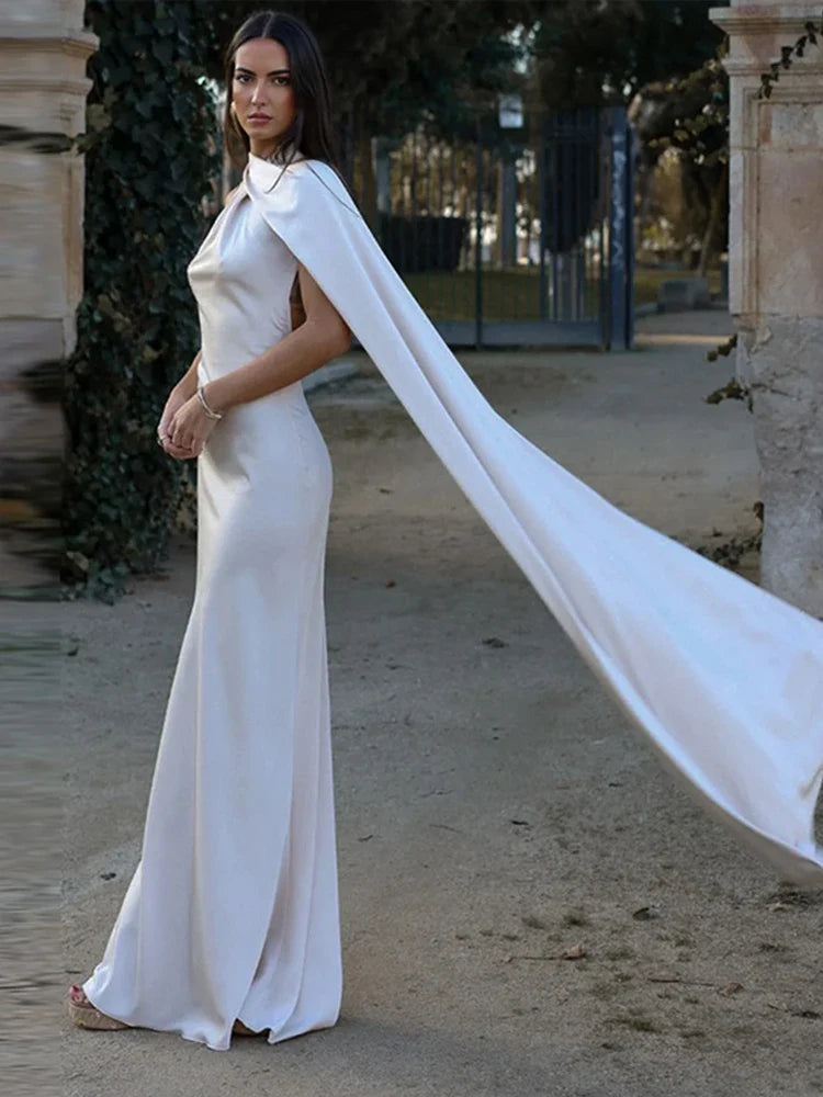 Elegant Satin Halter Dress