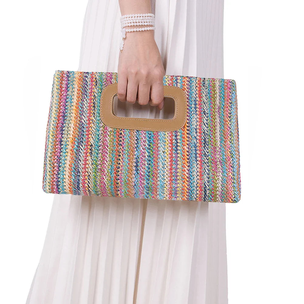 Elegant Straw Clutch Wristlet