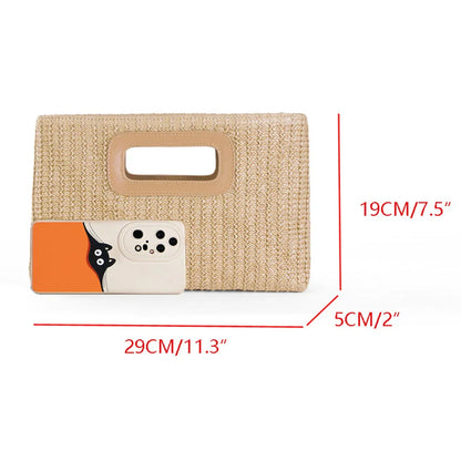 Elegant Straw Clutch Wristlet