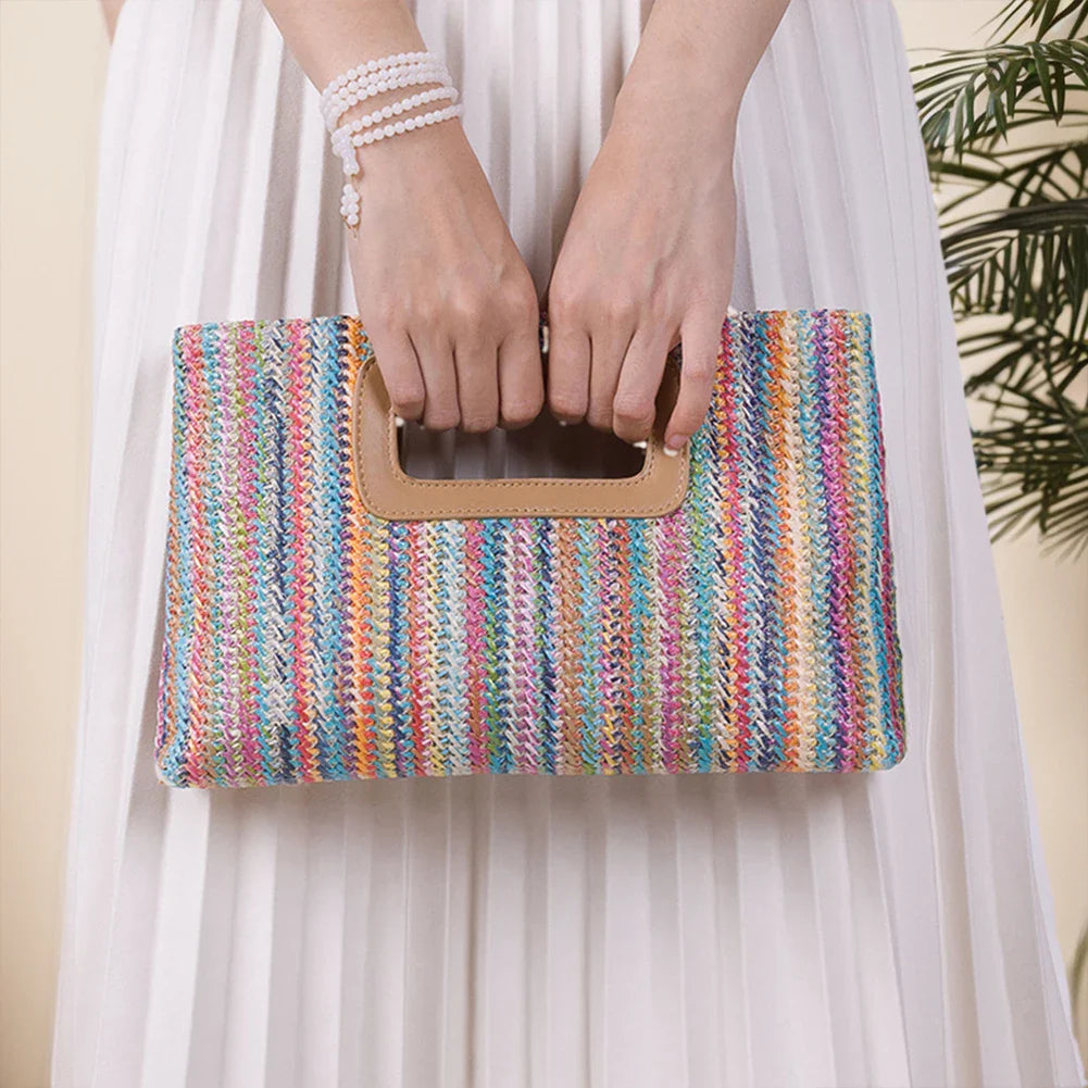 Elegant Straw Clutch Wristlet