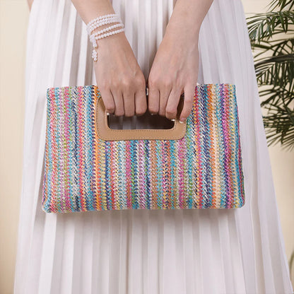 Elegant Straw Clutch Wristlet