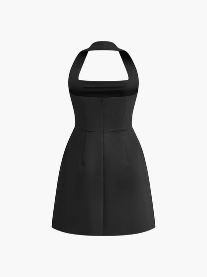 Elegant A-Line Halter Mini Dress for Summer Nights – Comfortable Fit and Stylish Design