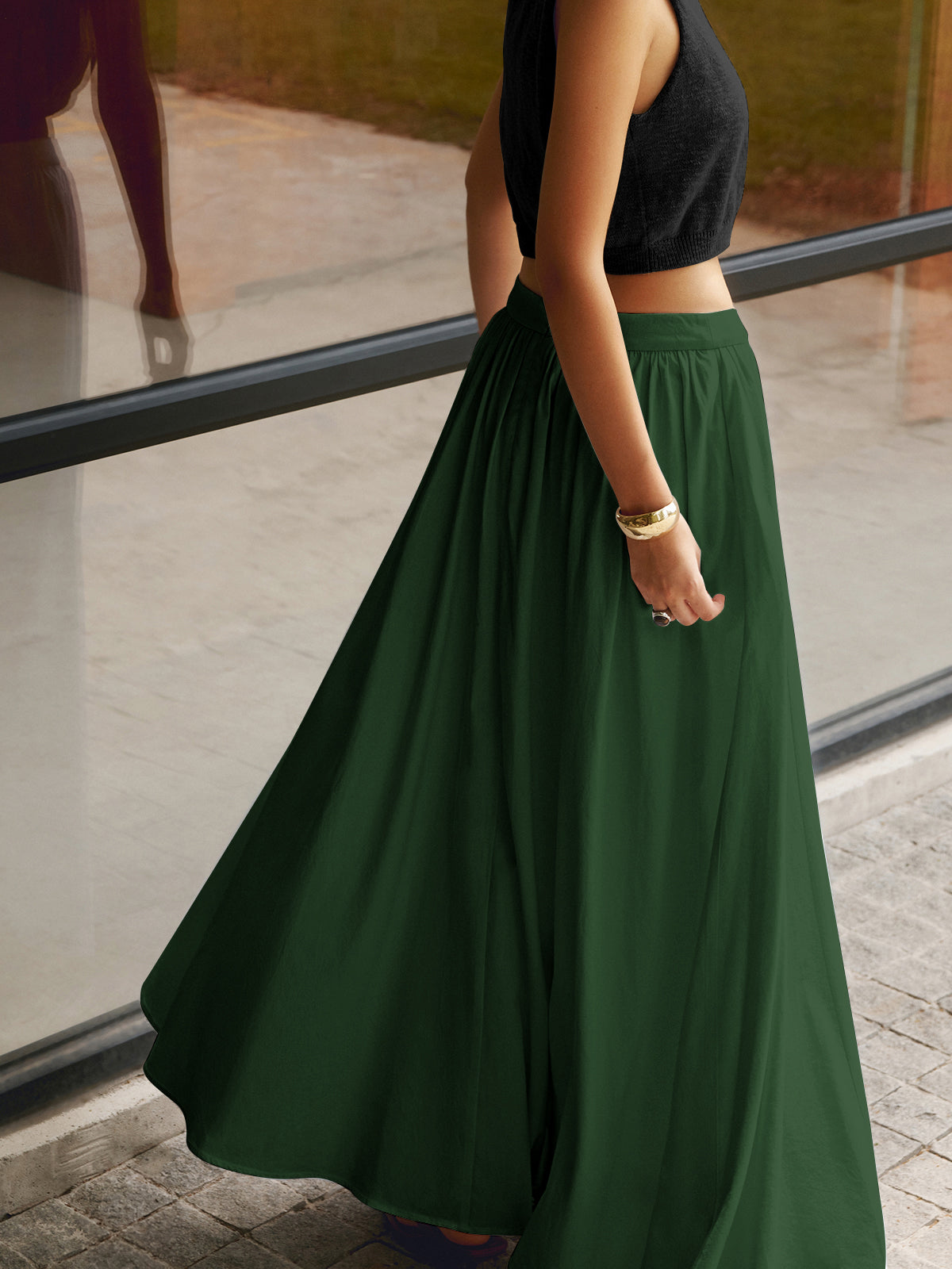 Elegant Linen Maxi Skirt for Women – High Waist, Pleated Design for Comfort and Style