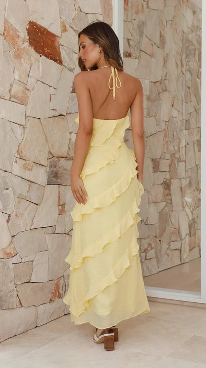 Elegant Maxi Ruffle Dress for Women - Versatile Summer Wedding Guest Dresses in Multiple Colors