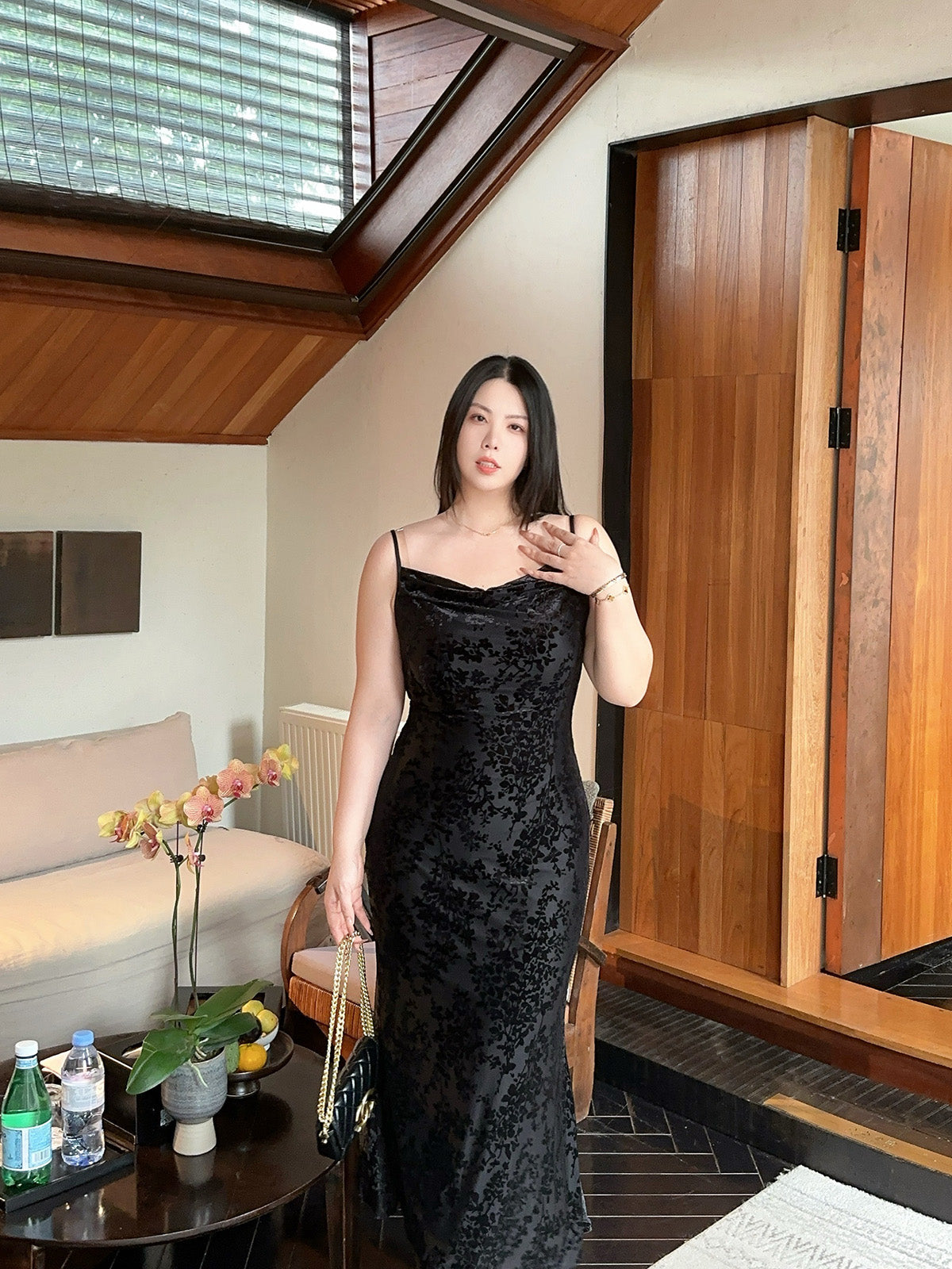 Elegant Velvet Maxi Dress Plus-Size