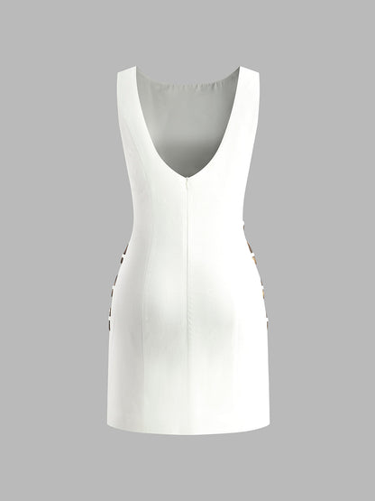 Elegant Women's Linen Cut-Out Summer Dress – Lightweight and Breathable Sleeveless Design for Warm Weather