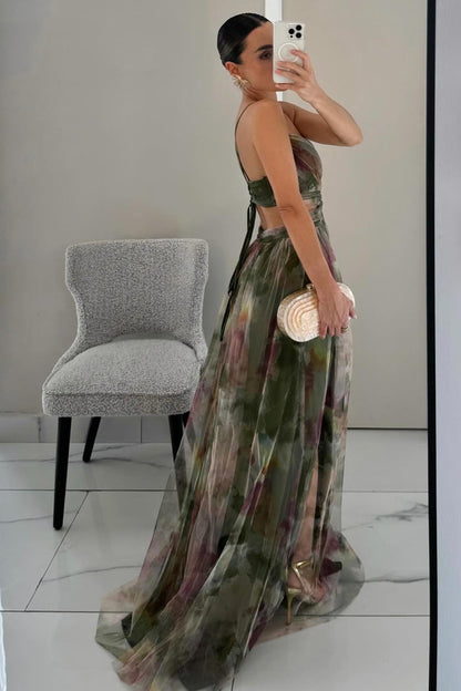 Elowen | Painted Floral V-Neck Maxi Dress