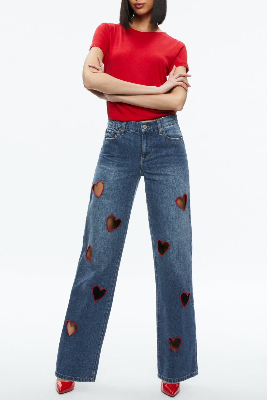 Elowen Heart Embroidered Cutout Jeans