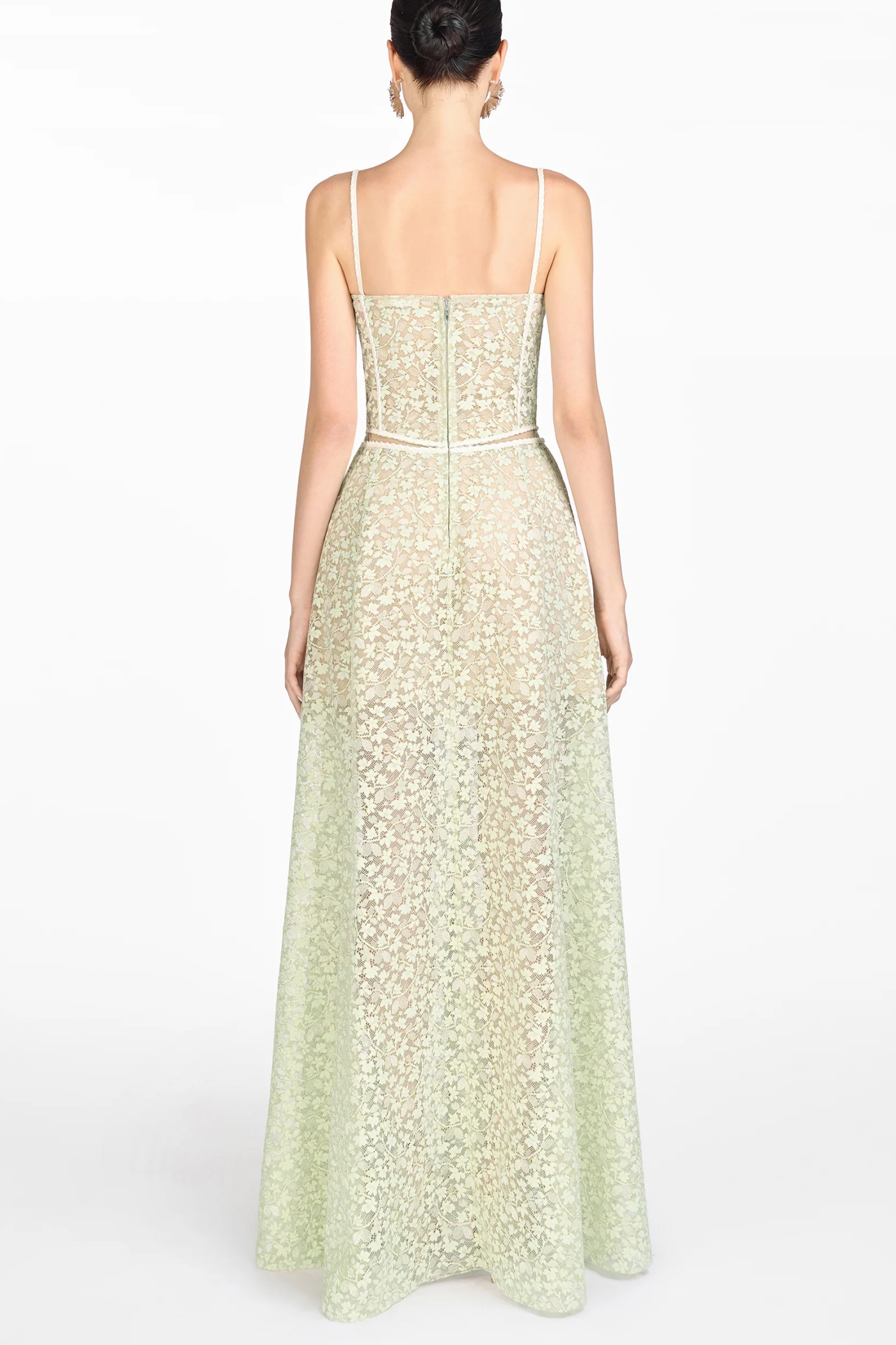 Emani Floral Lace Corset Cutout Maxi Dress - Mint