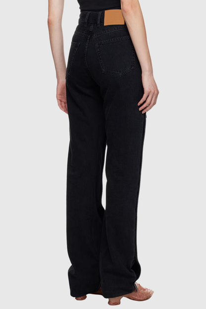 Emmalyn Patchwork Button Jeans - Black