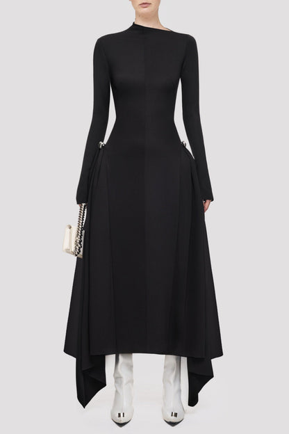 Eorkone Symmetric Draped Maxi Dress - Black
