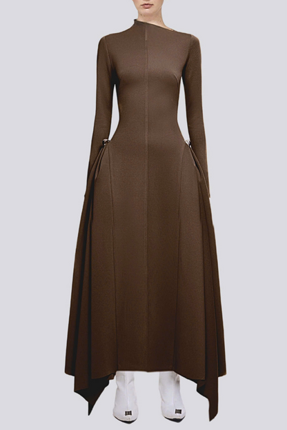 Eorkone Symmetric Draped Maxi Dress - Brown