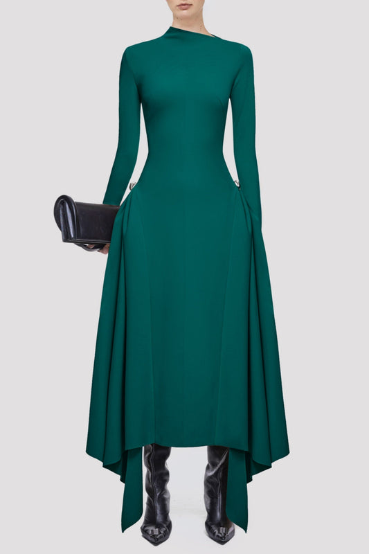 Eorkone Symmetric Draped Maxi Dress - Green