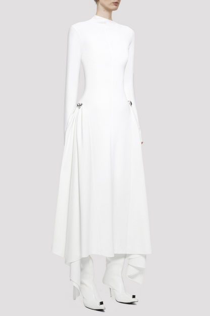 Eorkone Symmetric Draped Maxi Dress - White