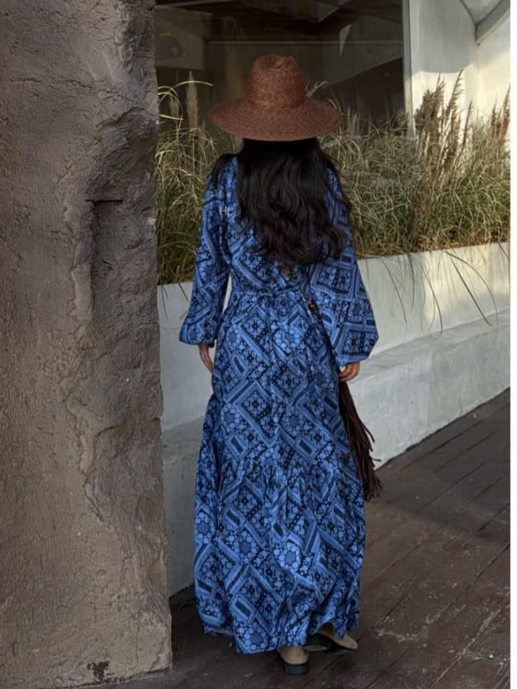 Breeze Cotton Long Dress Sweet & Relaxed Travel-Ready Loose Fit Gown Flowy Floral Dress