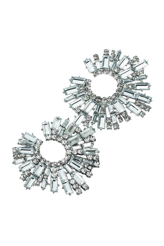 Ethel Silver Round Diamond Earrings