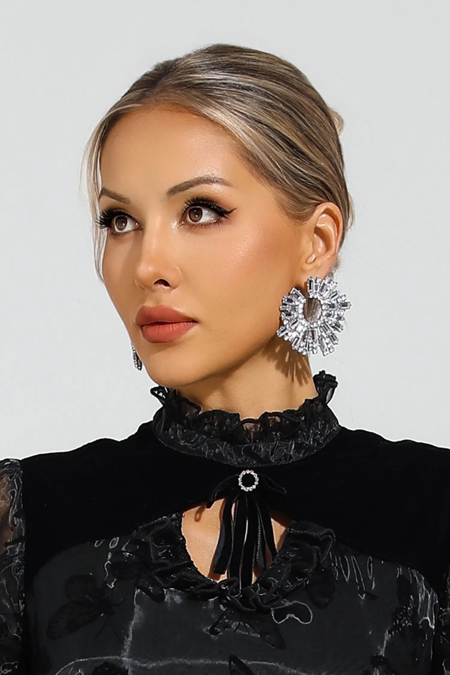 Ethel Silver Round Diamond Earrings