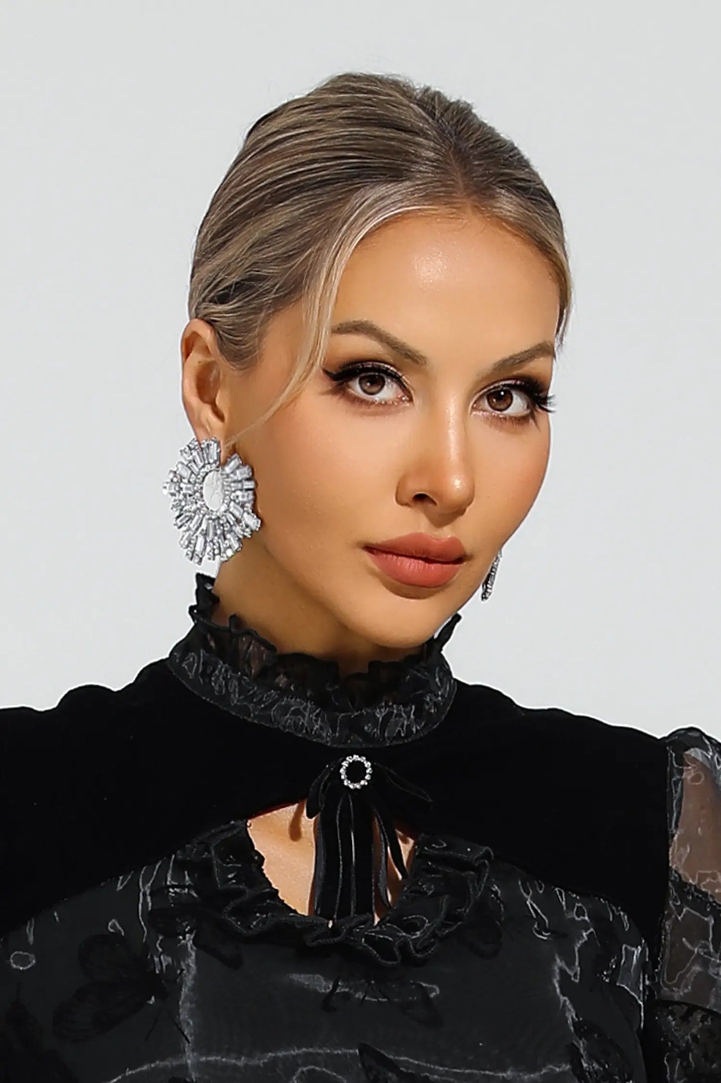 Ethel Silver Round Diamond Earrings