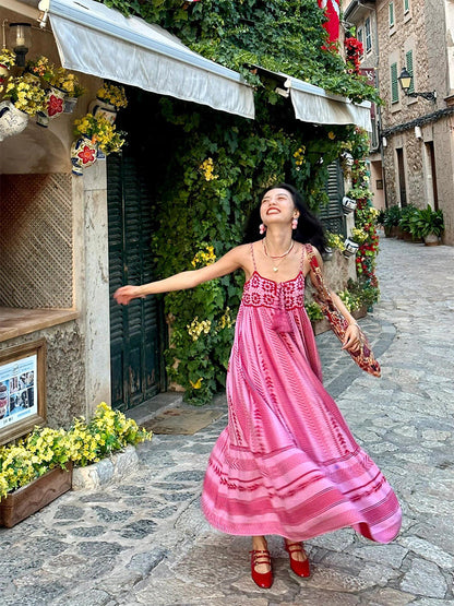 Ethnic Embroidered Maxi Dress Boho Summer Holiday Outfit