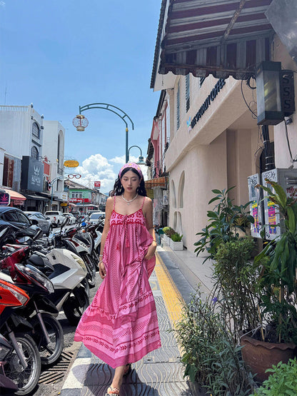 Ethnic Embroidered Maxi Dress Boho Summer Holiday Outfit