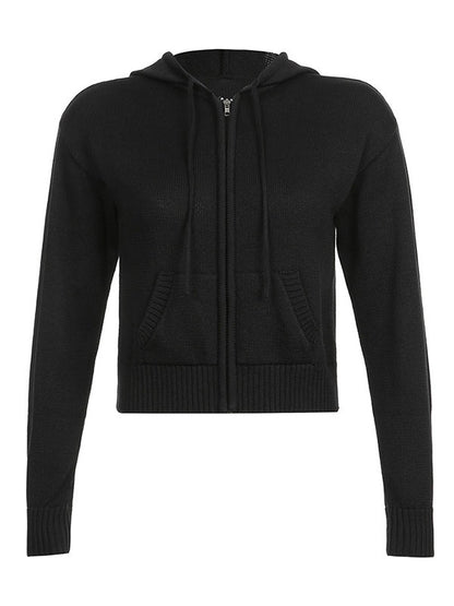 Hooded Crop Knit Cardigan