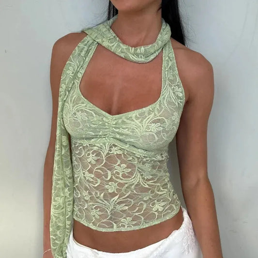 Fairycore Lace Halter Top