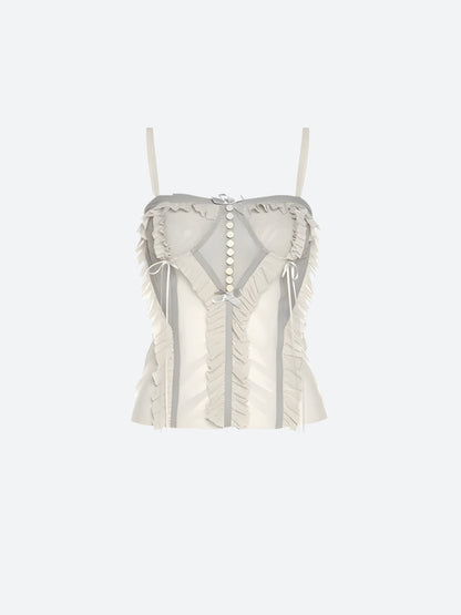 Fairycore Mesh Ruffled Top & Mini Skirt Two Piece Set