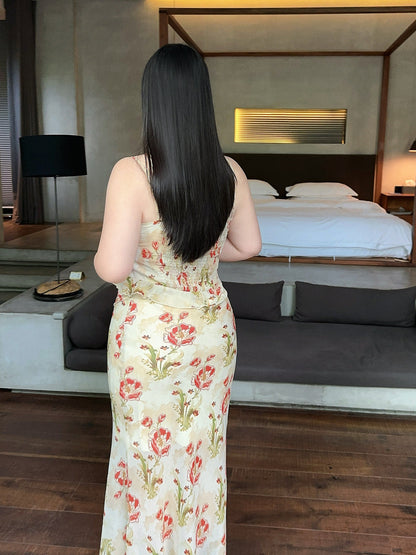Falling Petals Floral Slip Dress plus size