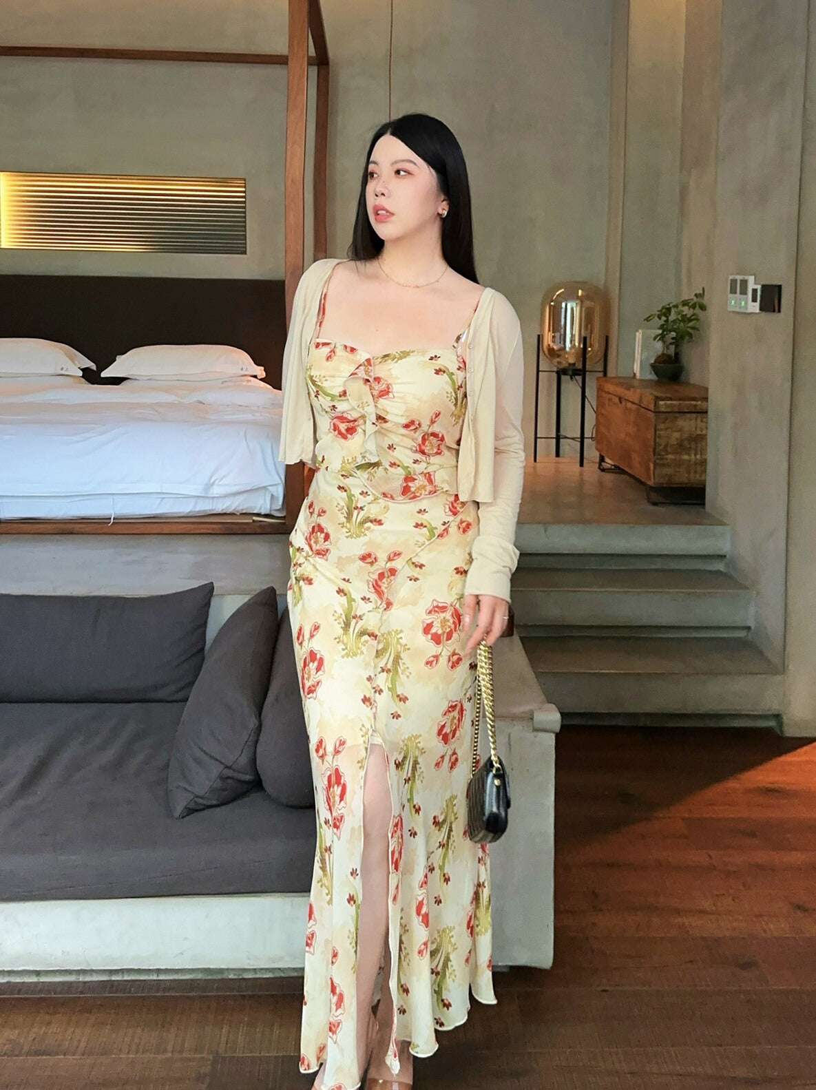 Falling Petals Floral Slip Dress plus size