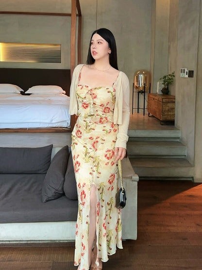 Falling Petals Floral Slip Dress plus size