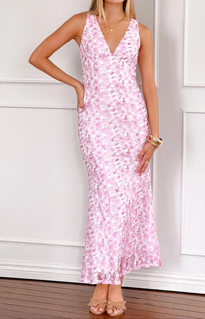 Bianca Pink Lace Maxi Dress