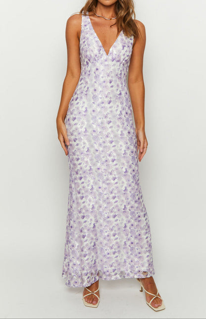 Teresa Purple Lace Maxi Dress