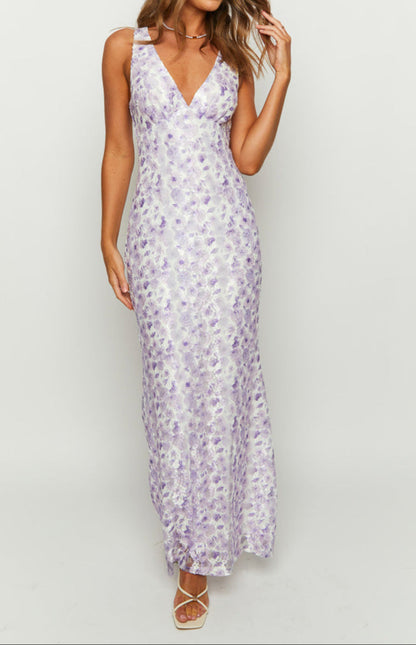 Teresa Purple Lace Maxi Dress
