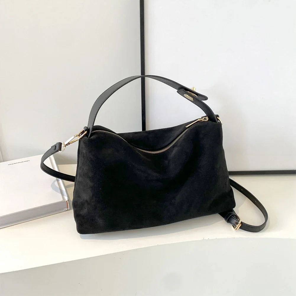Autumn Winter Matte Suede Cow Leather Handbag