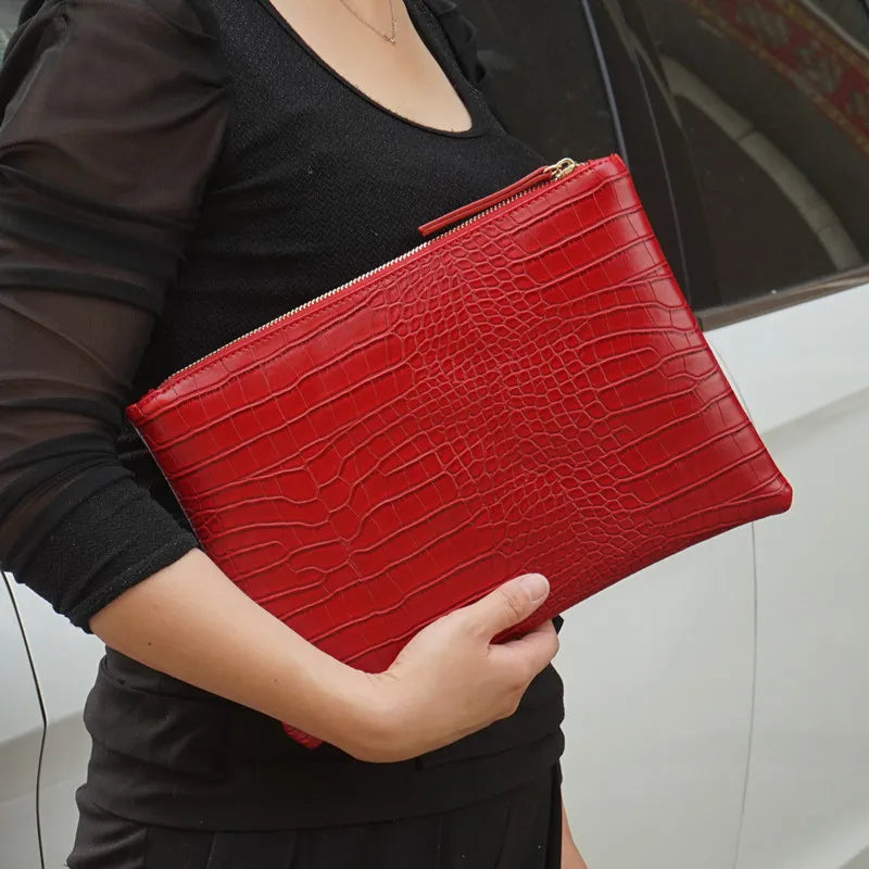 Crocodile Pattern Large Evening Wristlet