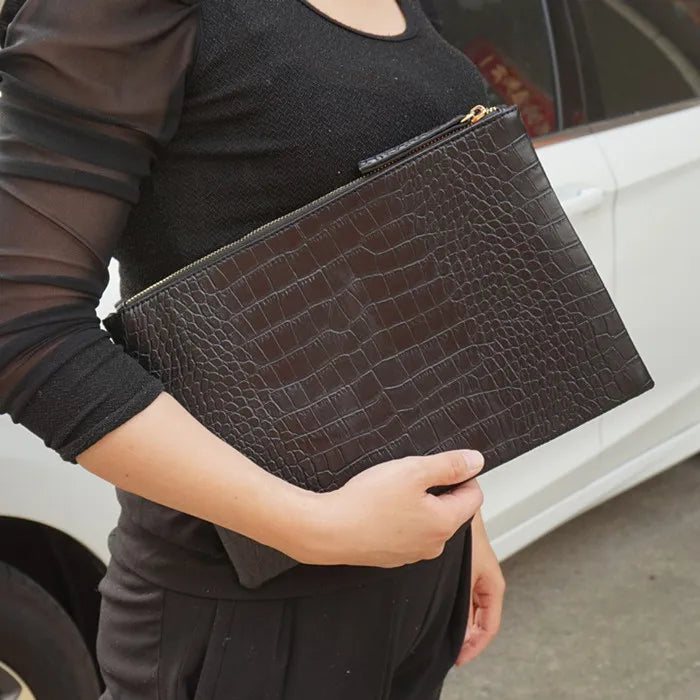 Crocodile Pattern Large Evening Wristlet
