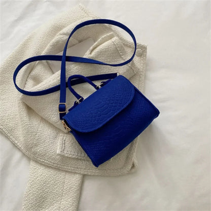 Fashion Felt Crocodile Embossed Crossbody Handbag